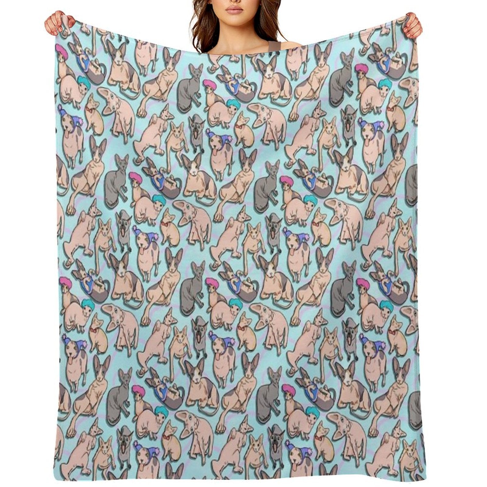 Sphynx Cat Pattern Durable Throw Blanket