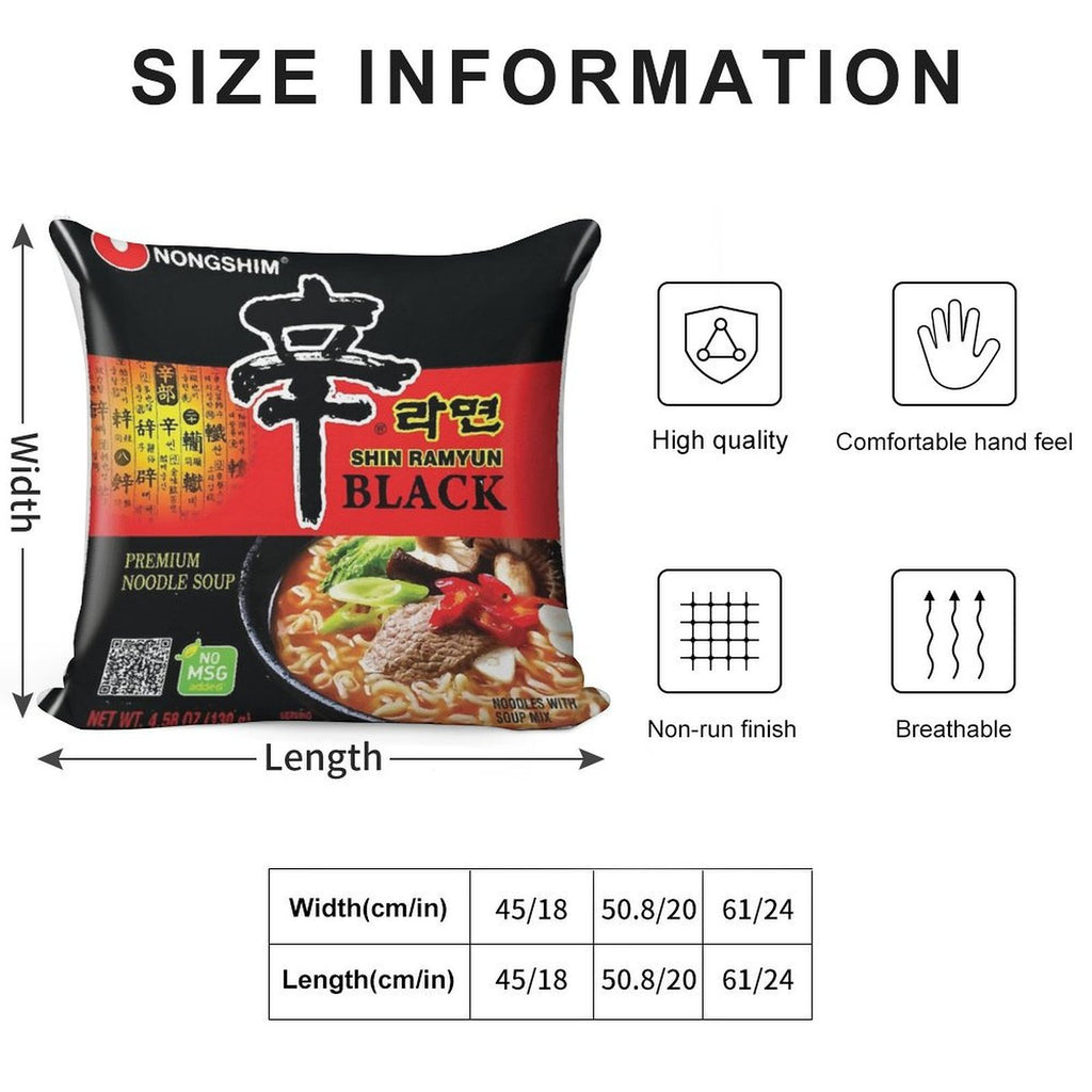 Shin Ramyun Black Ramen Nongshim Instant Ramen Soft Multiple Sizes Throw Pillow