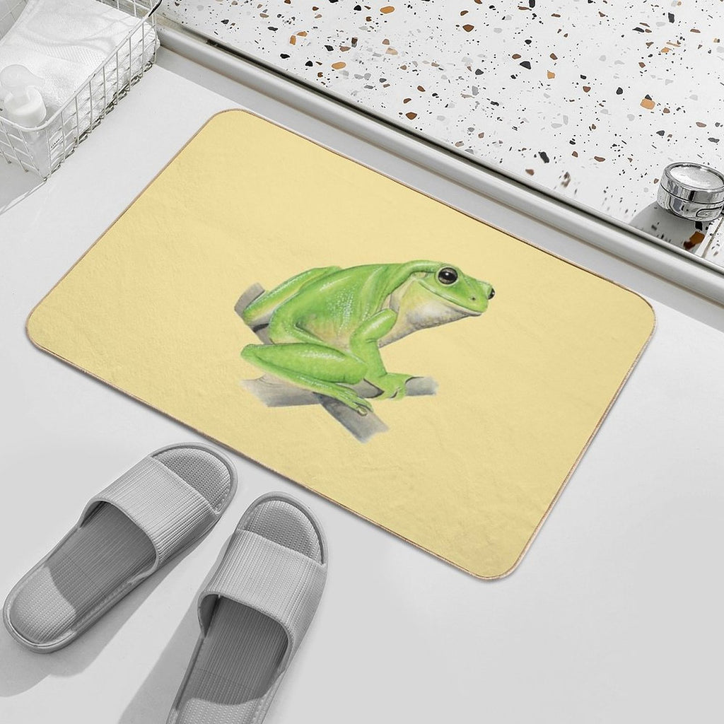 Smiling Australian Green Tree Frog [Golden]  Versatile Bath Mat