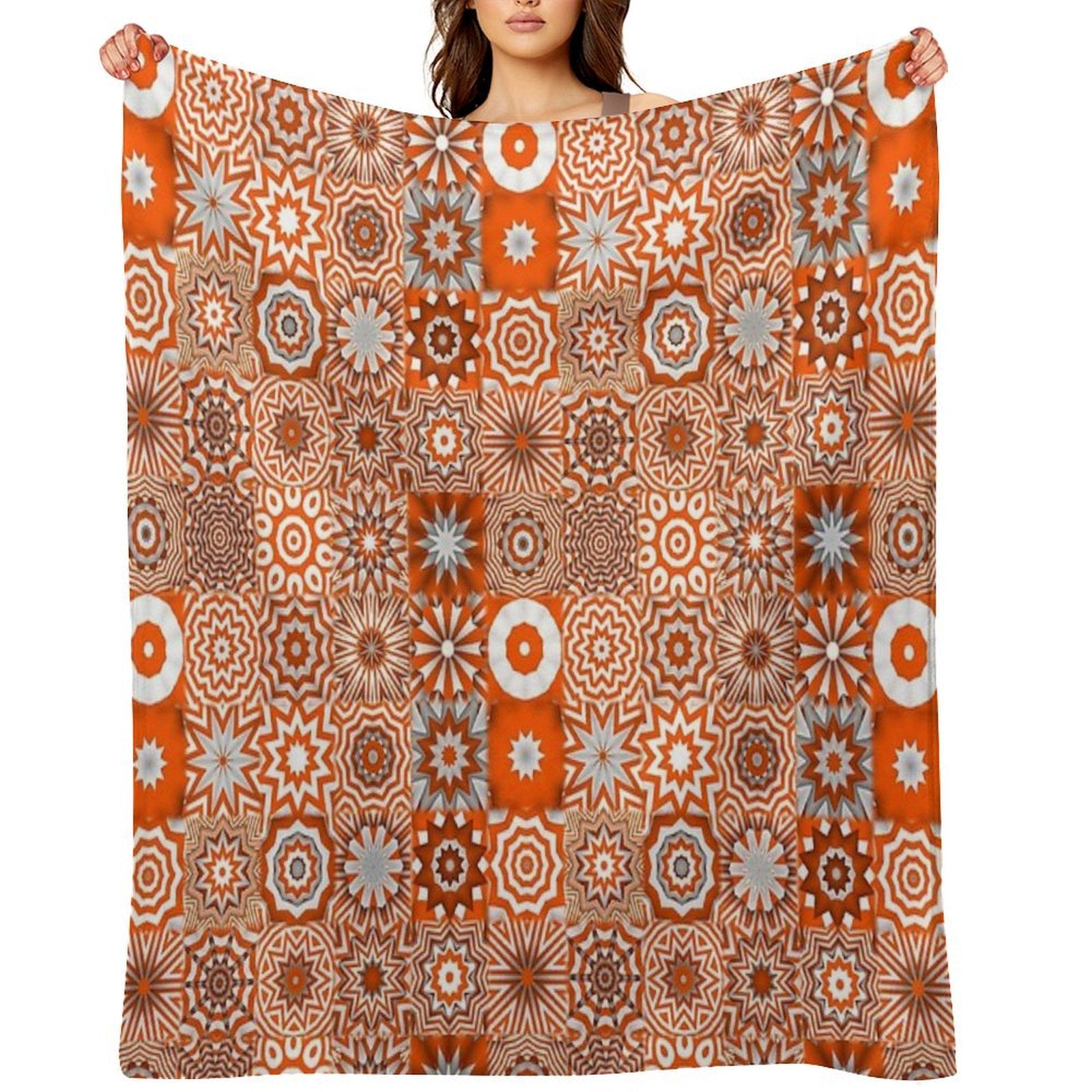 Candycane Mandala Quilt Pattern Abstract Boho Bohemian Hippy Hippie Vivid Multi-functional Throw Blanket