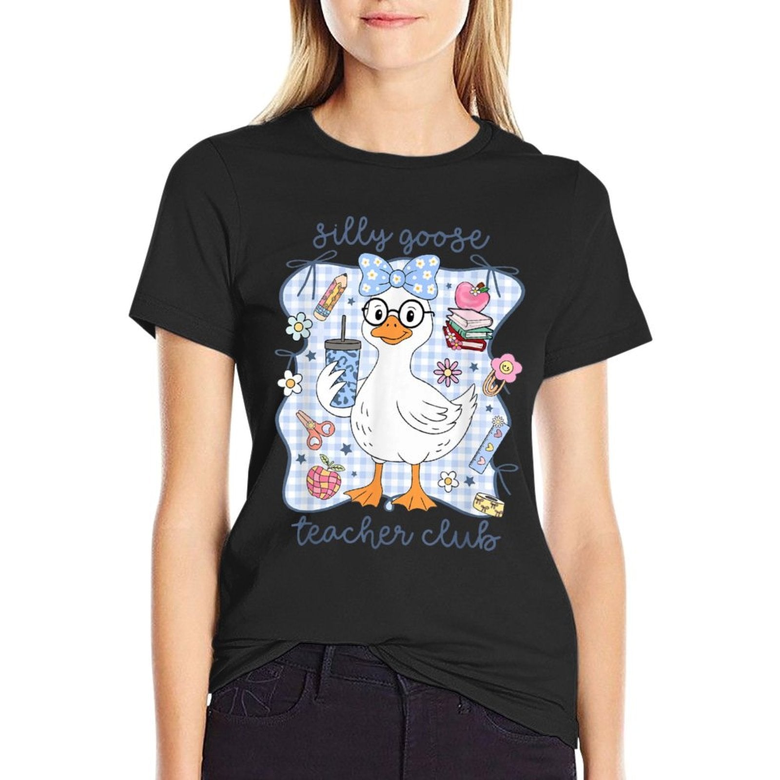 Retro Funny Back To School Teacher Silly Goose Teacher Club  Versatile T-Shirt