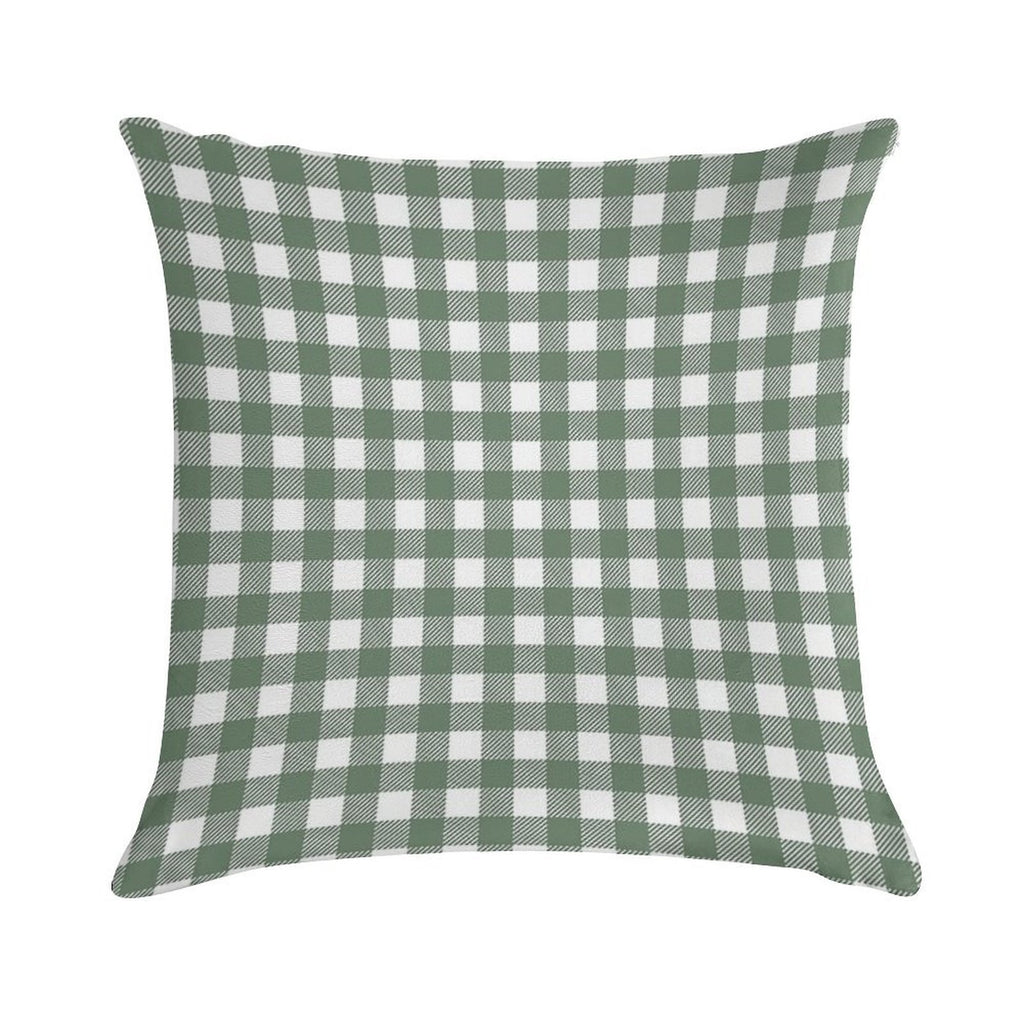 Plaid (sage Greenwhite) Soft Skin-Friendly Throw Pillow