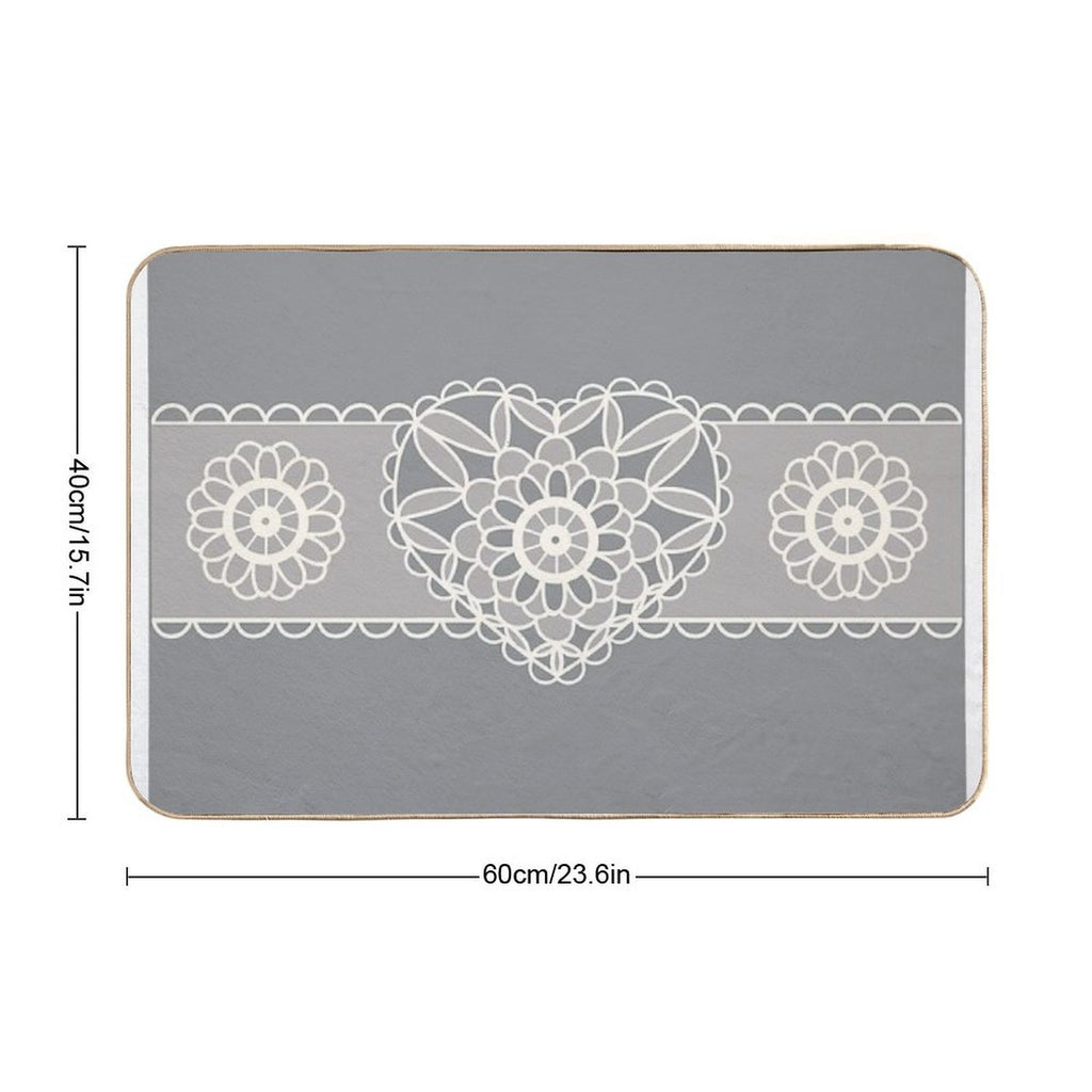 1970's 1980's Vintage Style Heart Shape Crochet Quilting Pattern Silver Heart Ribbon  Versatile Bath Mat