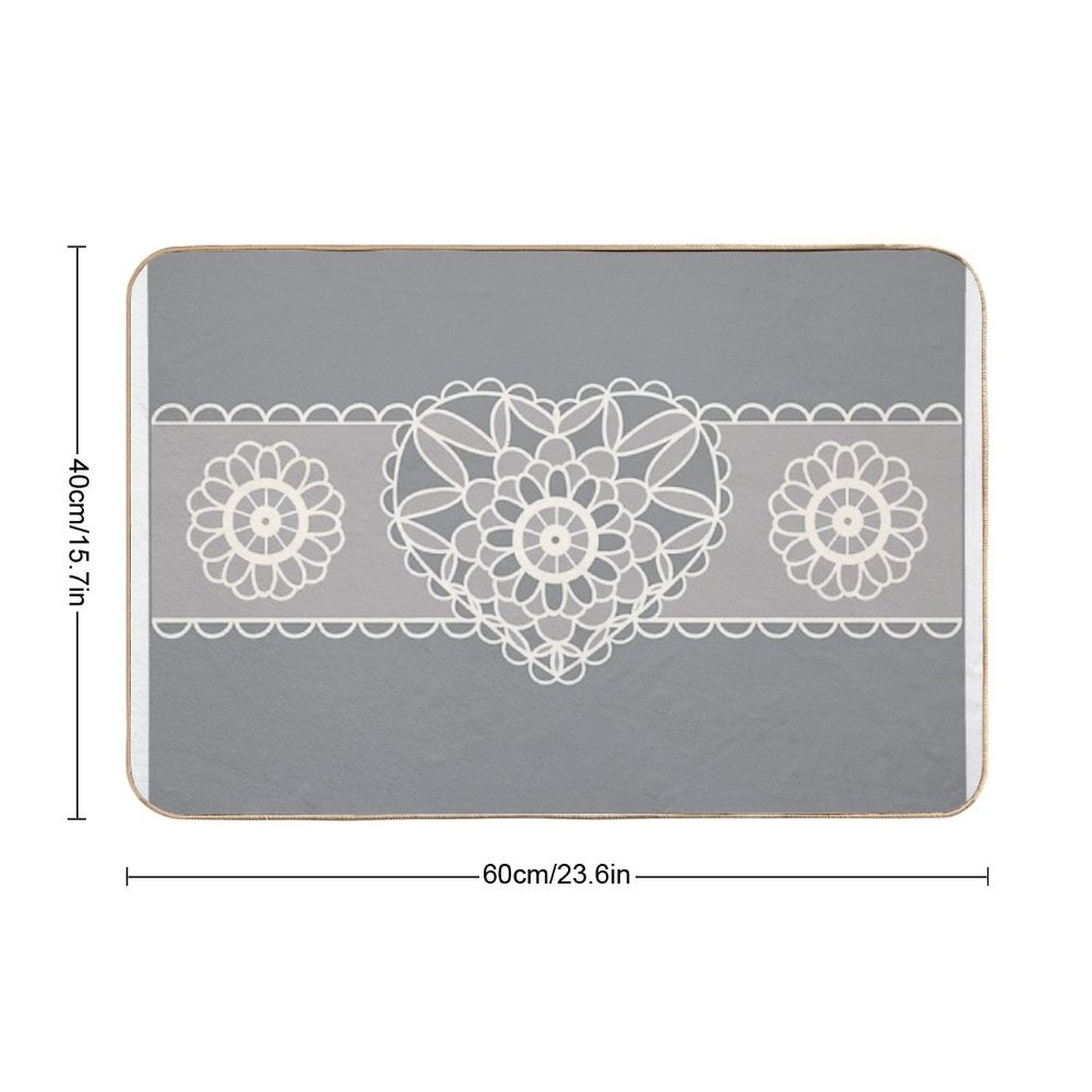 1970's 1980's Vintage Style Heart Shape Crochet Quilting Pattern Silver Heart Ribbon  Versatile Bath Mat