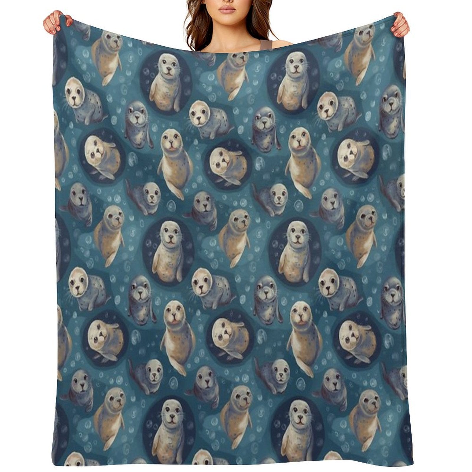 Cute Seal Pattern Versatility Throw Blanket
