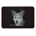 Desert Coyote in Black & White by Mojave Bird Life  Dirt-Trapping Bath Mat