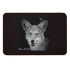 Desert Coyote in Black & White by Mojave Bird Life  Dirt-Trapping Bath Mat