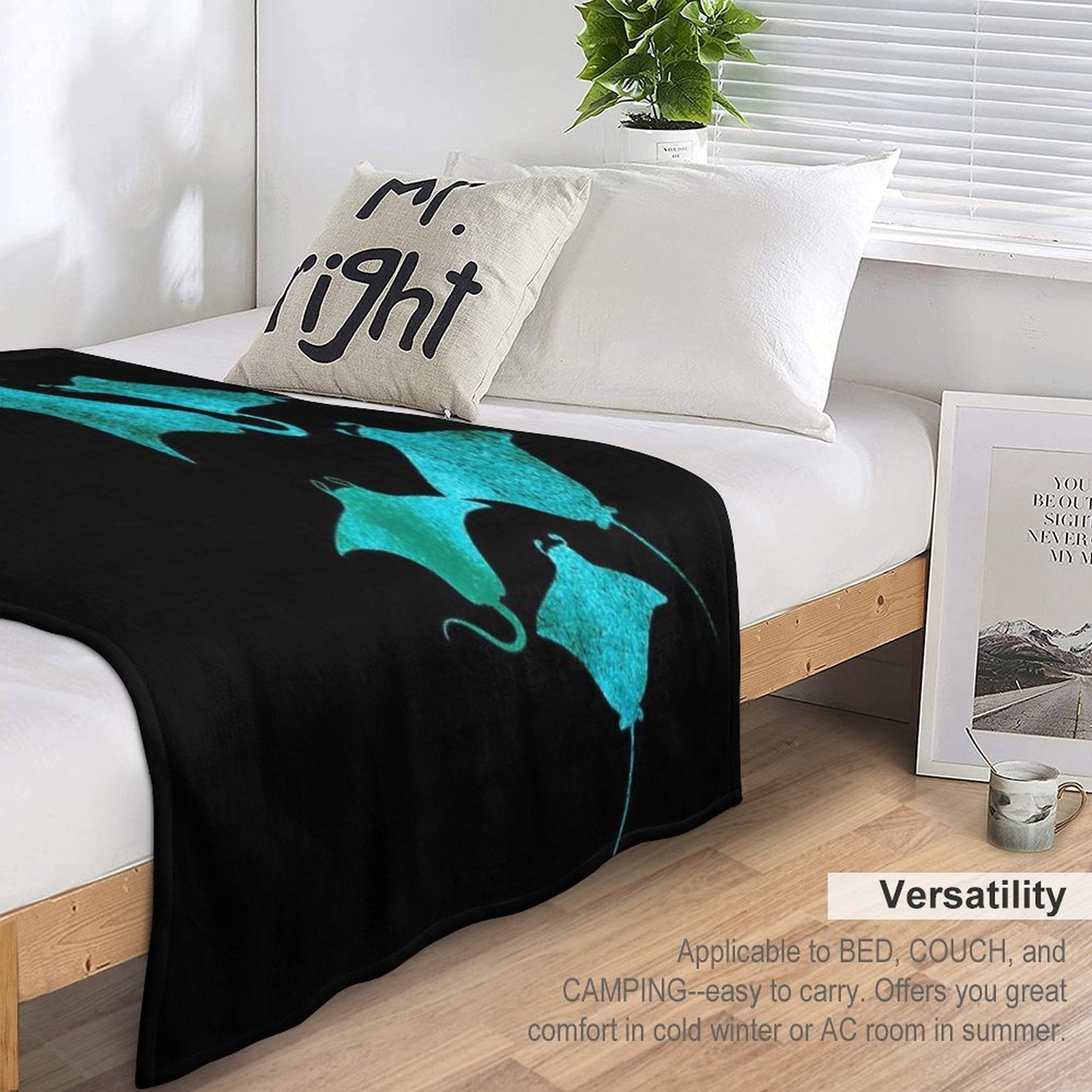 Blue Stingrays Wrinkle-free Throw Blanket