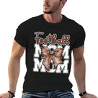 Football Mom Coquette Bow Sport Mama Mothers Day Game  Stretchy T-Shirt