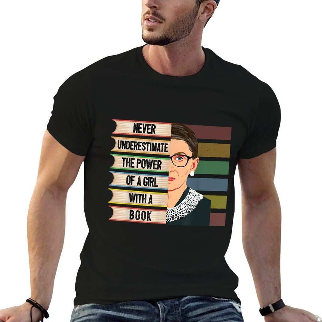 Feminist Ruth Bader Ginsburg RBG Quote Girl With Book Women  Stretchy T-Shirt