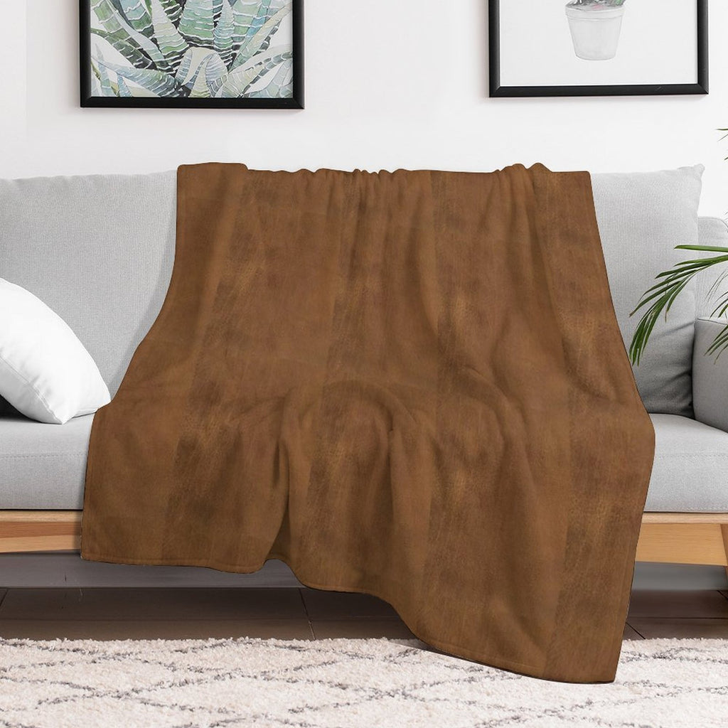 Brown Leather Anti-pilling Throw Blanket