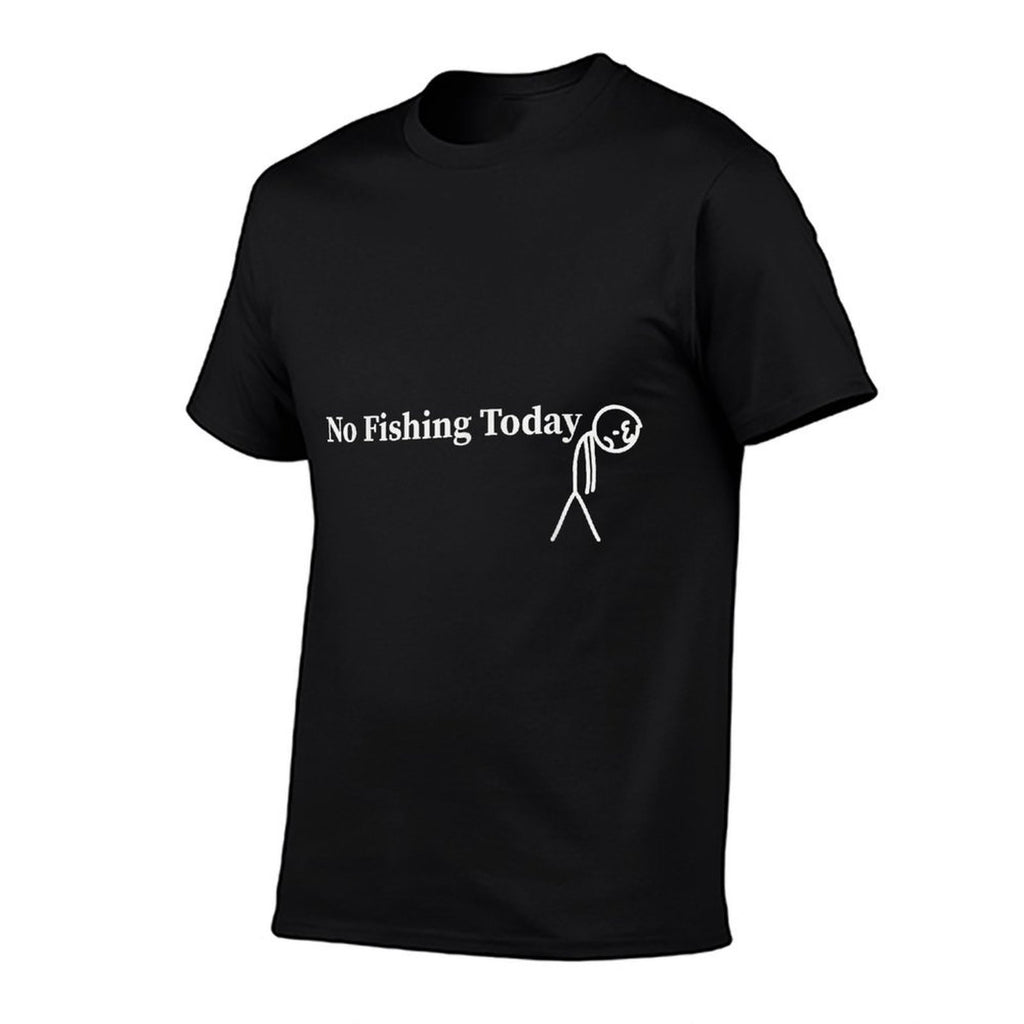 No Fishing Today Funny Sad Stick Man Fishing  Oversized Silhouette T-Shirt