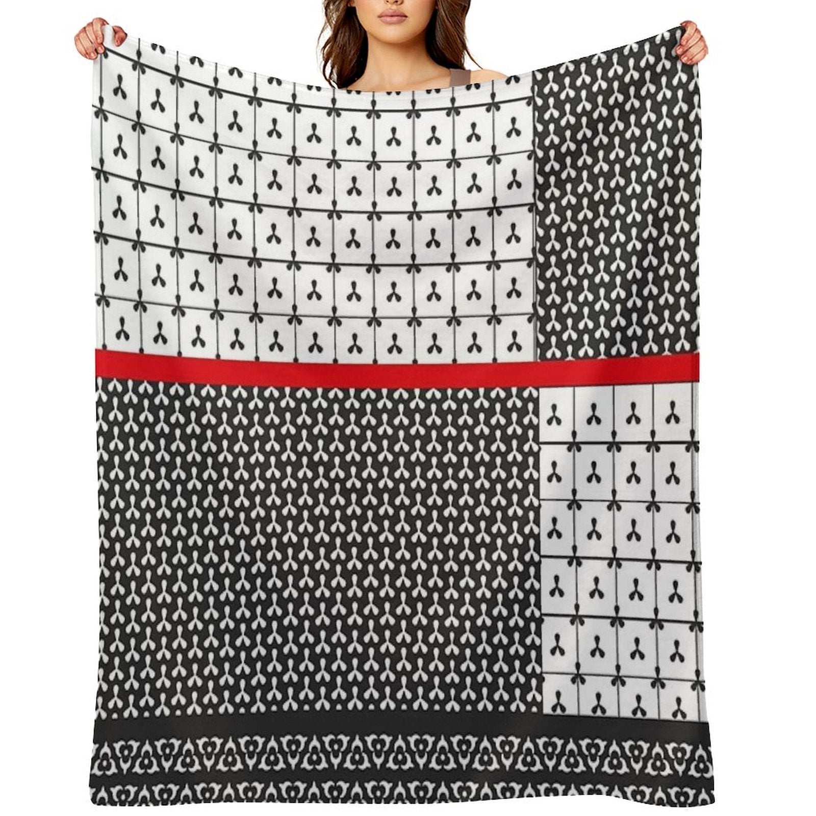 Shibori Japanese Geometric Motif Patchwork Anti-pilling Throw Blanket