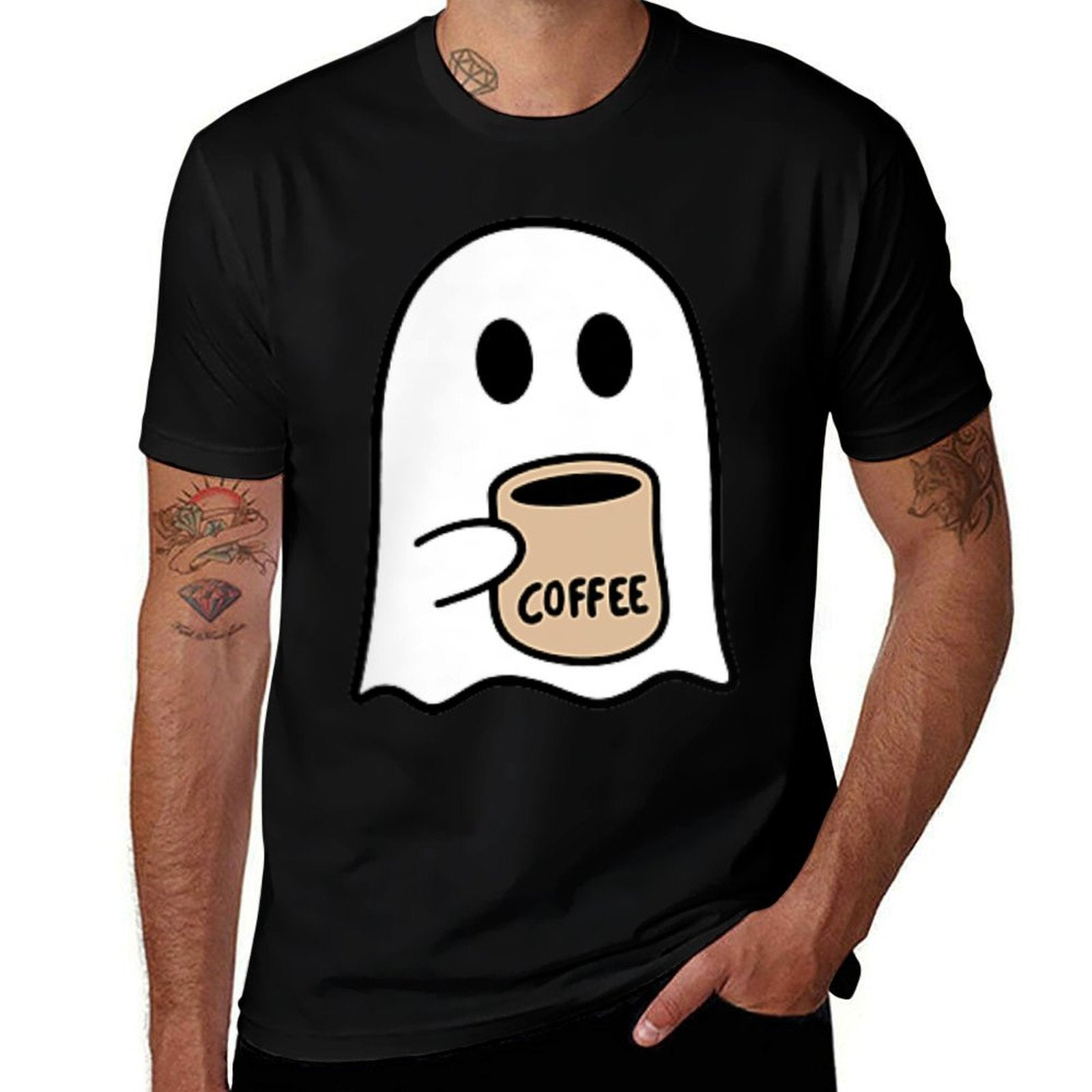 Ghost Drinking Coffee Funny Halloween Costume Coffee Lover  Vintage-inspired T-Shirt