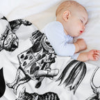 Alice's Adventures in Wonderland White Rabbit Mad Hatter Easy Care Throw Blanket