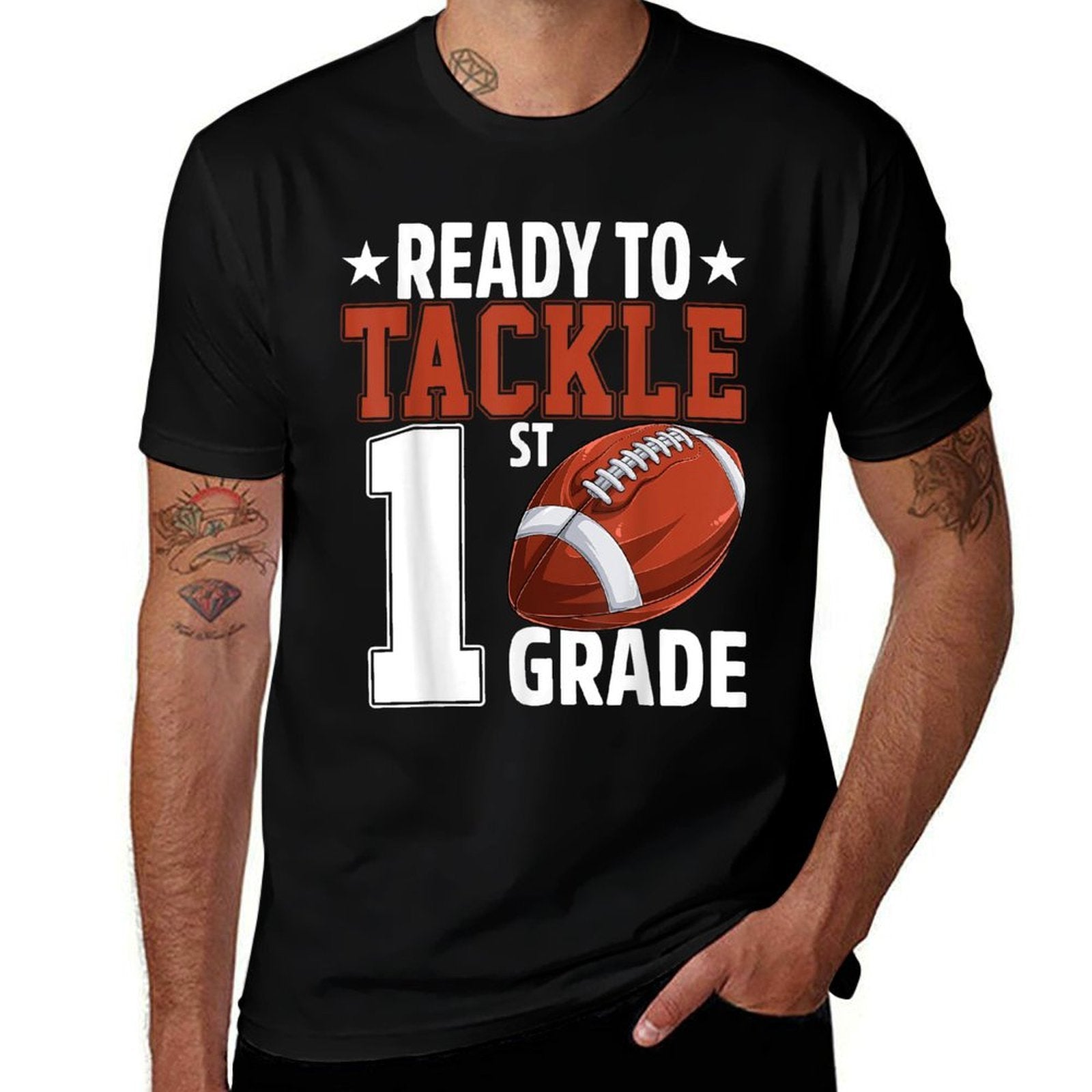 Ready To Tackle First Grade Football First Day Of School  Graphic-printed T-Shirt