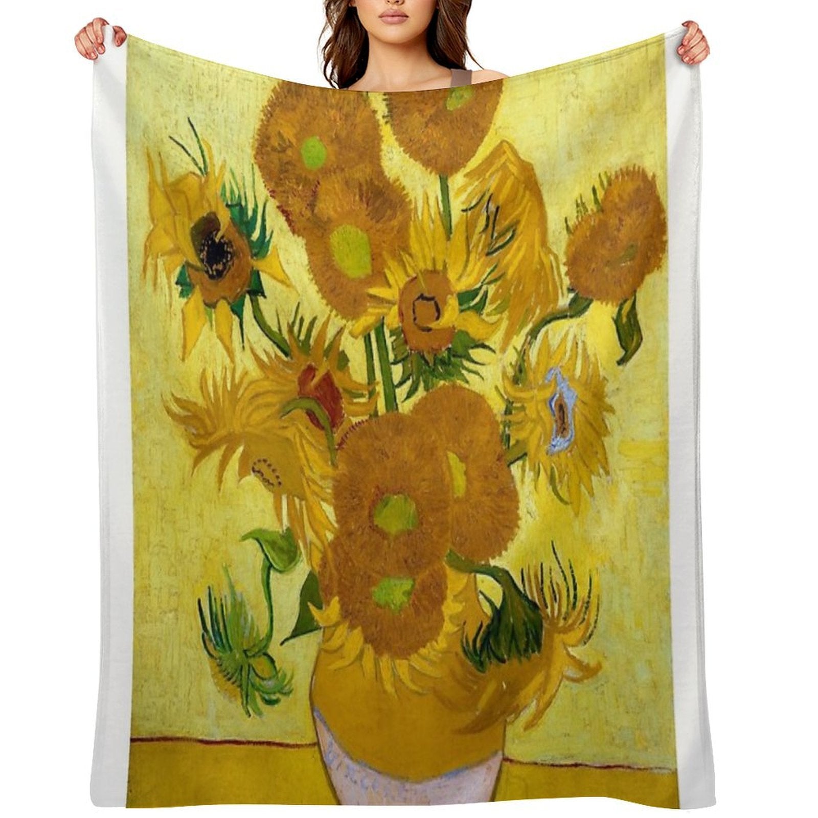 1889-Vincent Van Gogh-Sunflowers-73x95 Anti-pilling Throw Blanket
