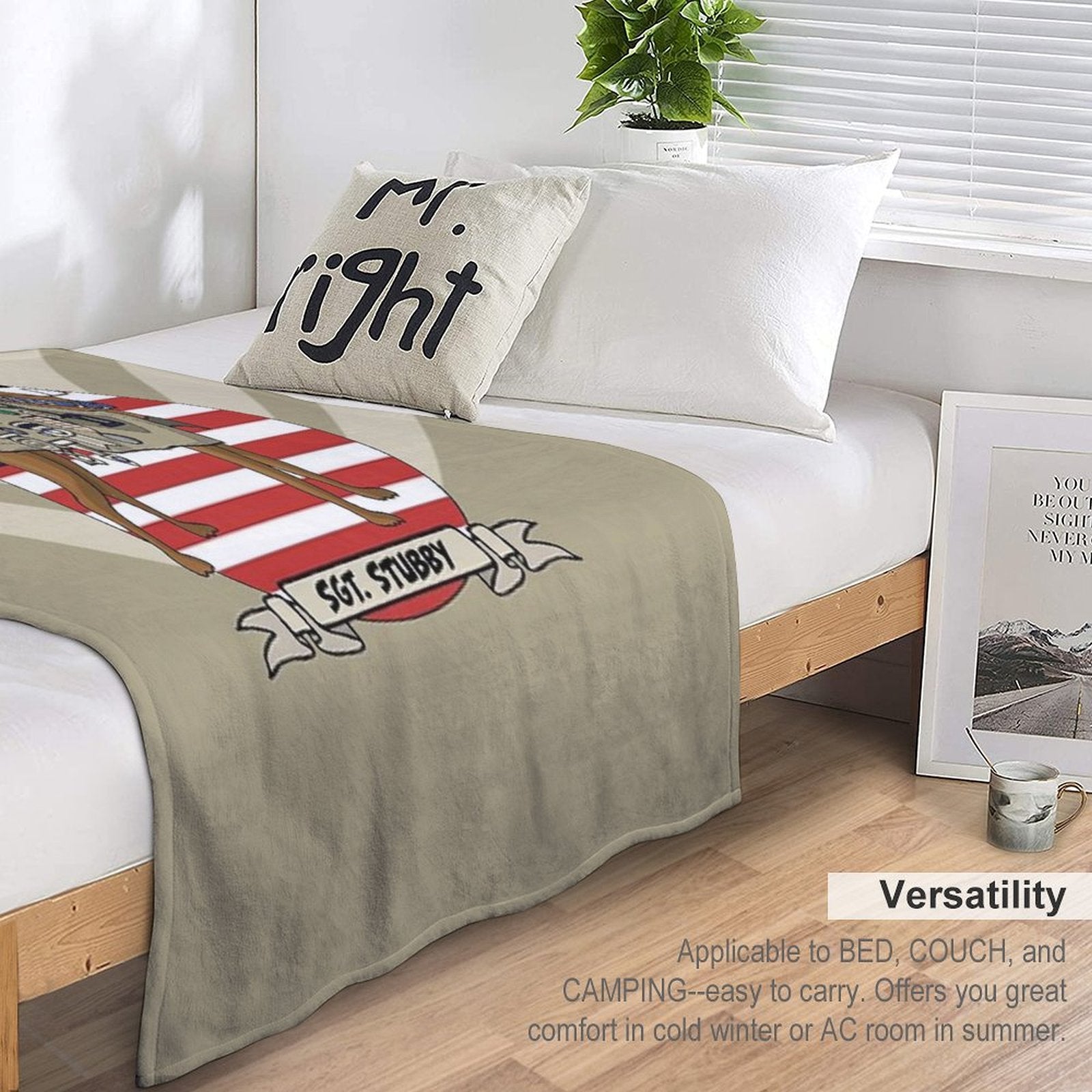 Sergeant Stubby Dog Hero of World War I Beige And Stripes Velvety-soft Throw Blanket