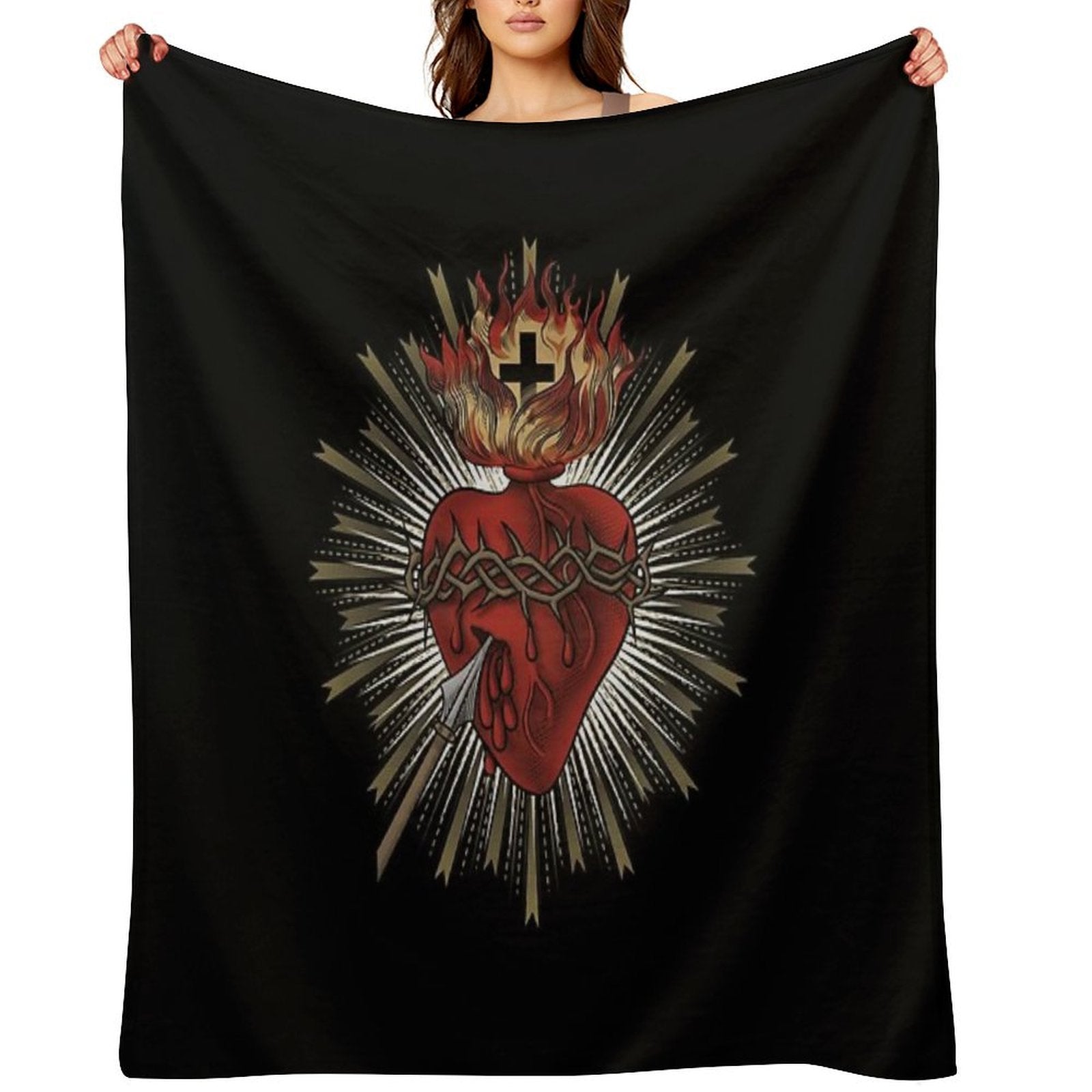 Sacred Heart of Jesus Christ Travel-friendly Throw Blanket