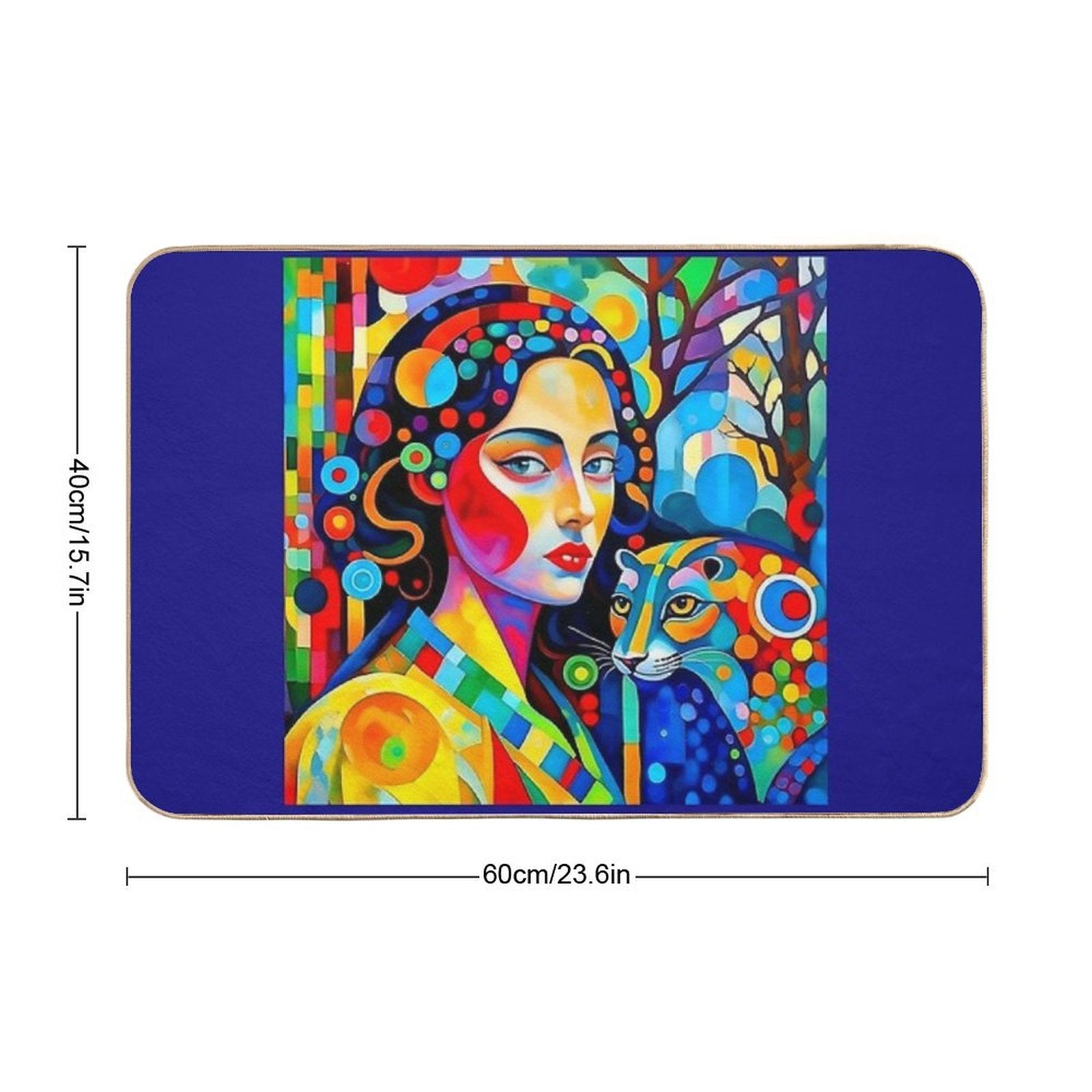 A Woman And A Leopard.  Fade-Resistant Bath Mat