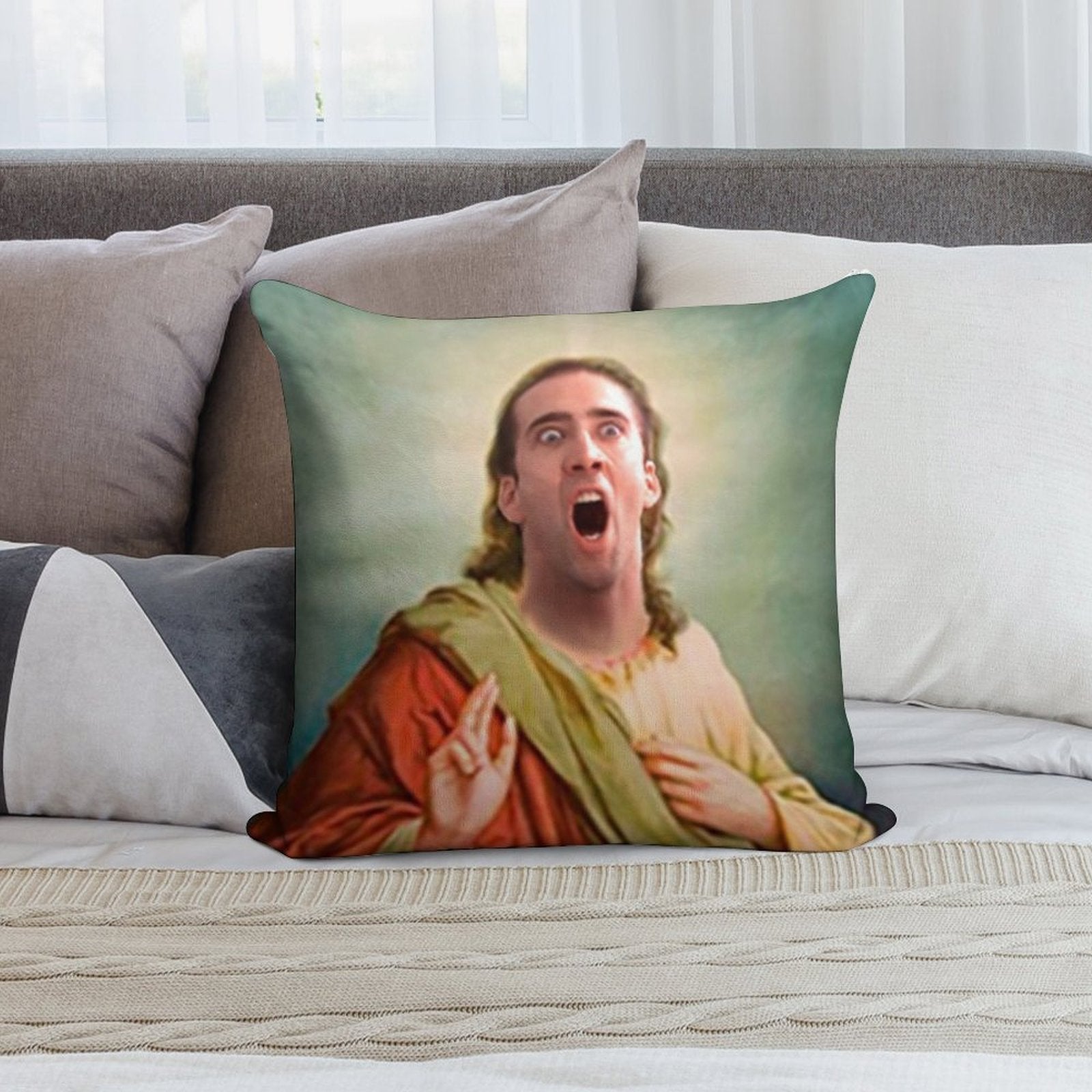 Saint Nicolas Cage The Glorious Soft Gift Ready Throw Pillow