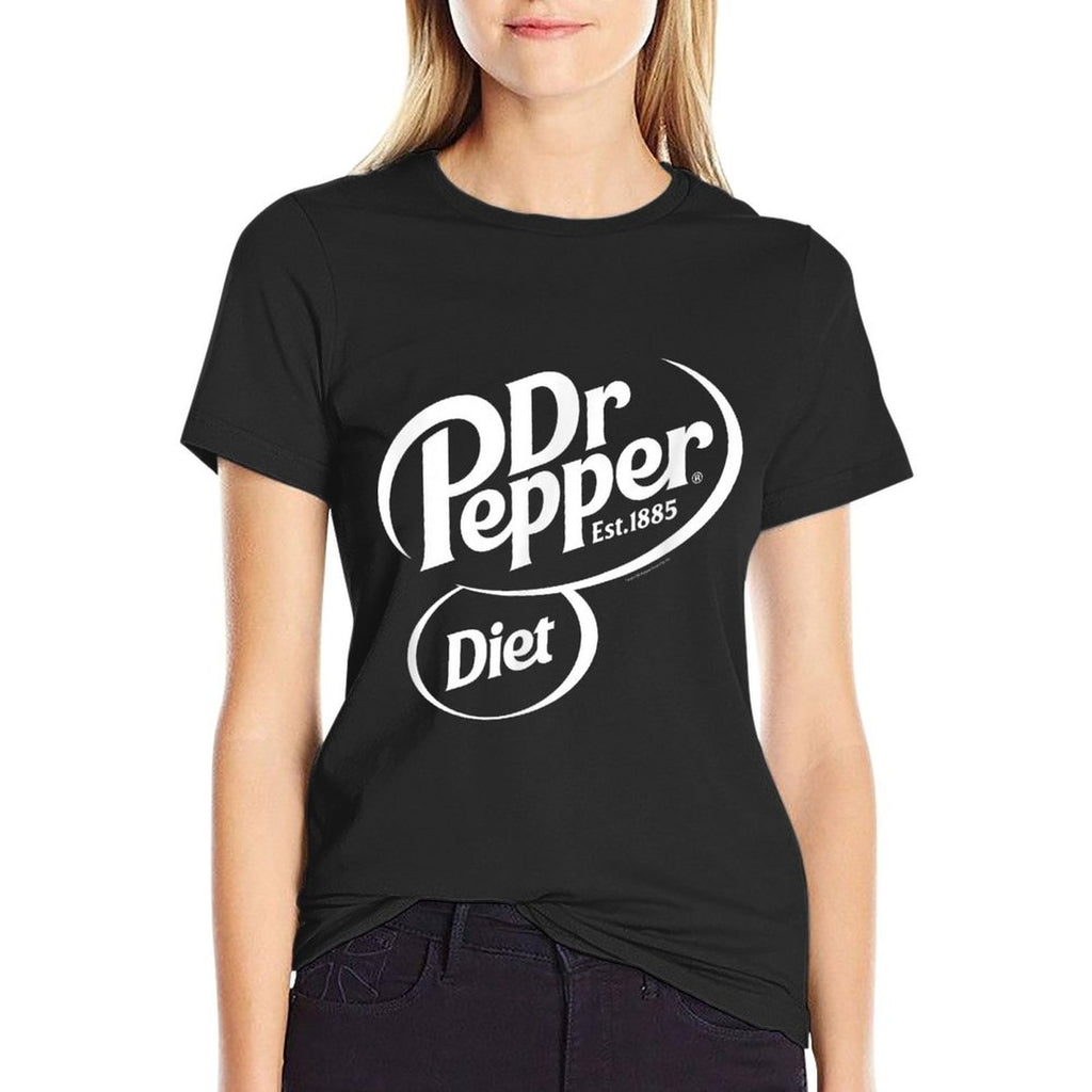 Dr. Pepper Classic Diet Soda Pop Center Logo  Ribbed Collar T-Shirt