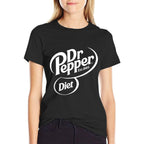Dr. Pepper Classic Diet Soda Pop Center Logo  Ribbed Collar T-Shirt
