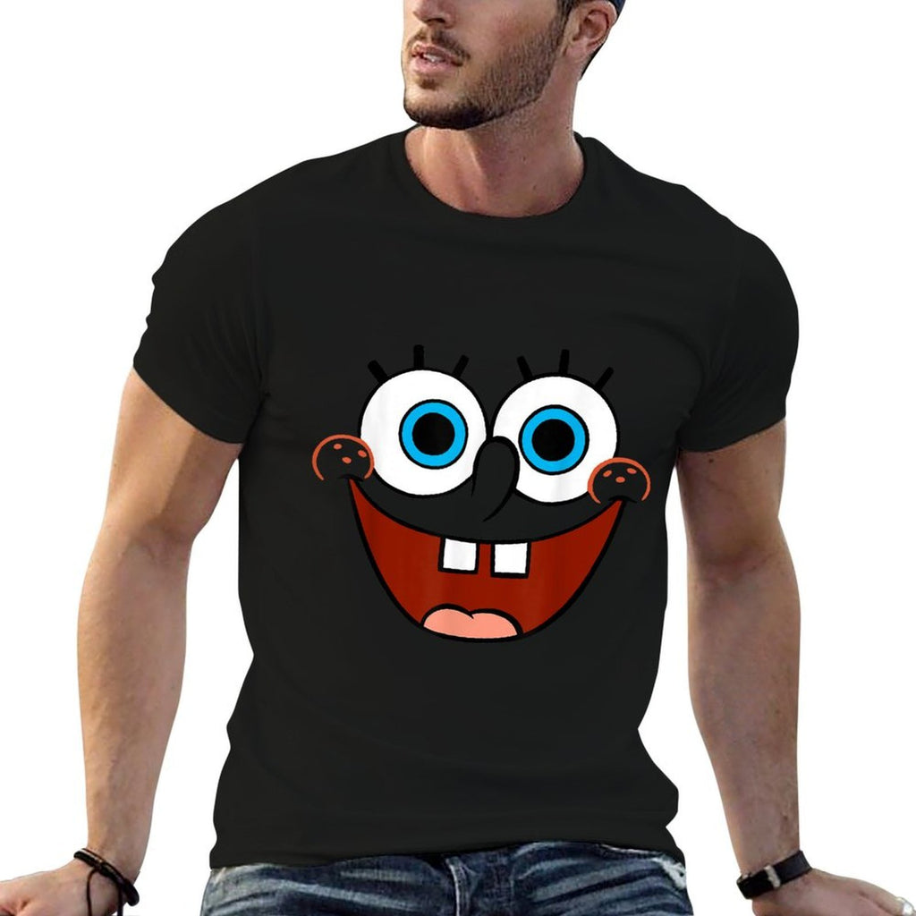 Spongebob SquarePants Large Smiling Face  Rolled Sleeves T-Shirt