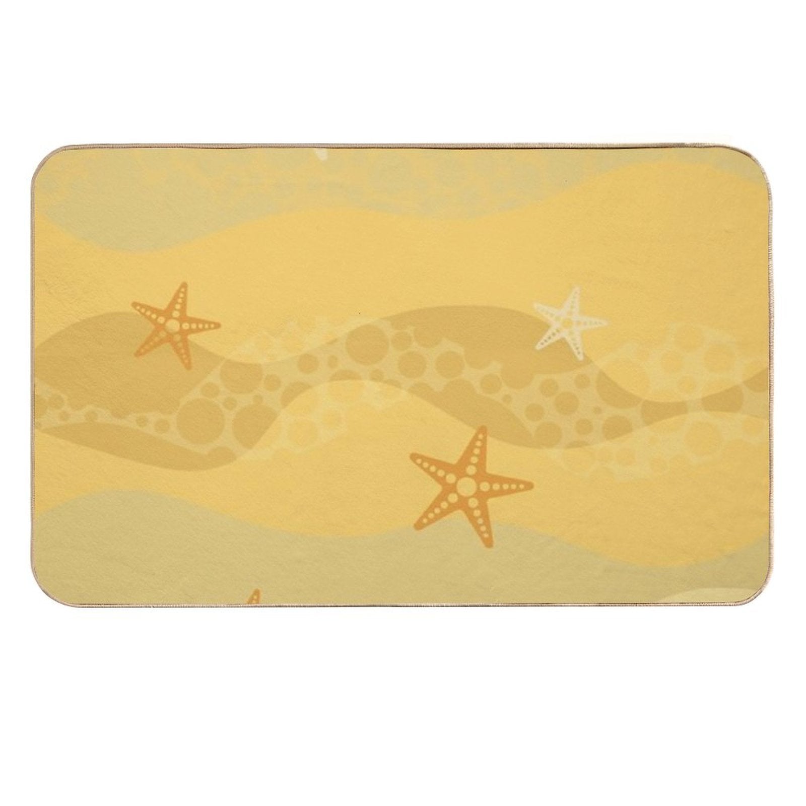 Cartoon Ocean Collection. Sand Pattern with Sea Stars  Dirt-Trapping Bath Mat