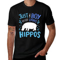 Kids Hippo Hippopotamus Just A Boy Who Loves Hippos Gift  Trendy Pattern T-Shirt