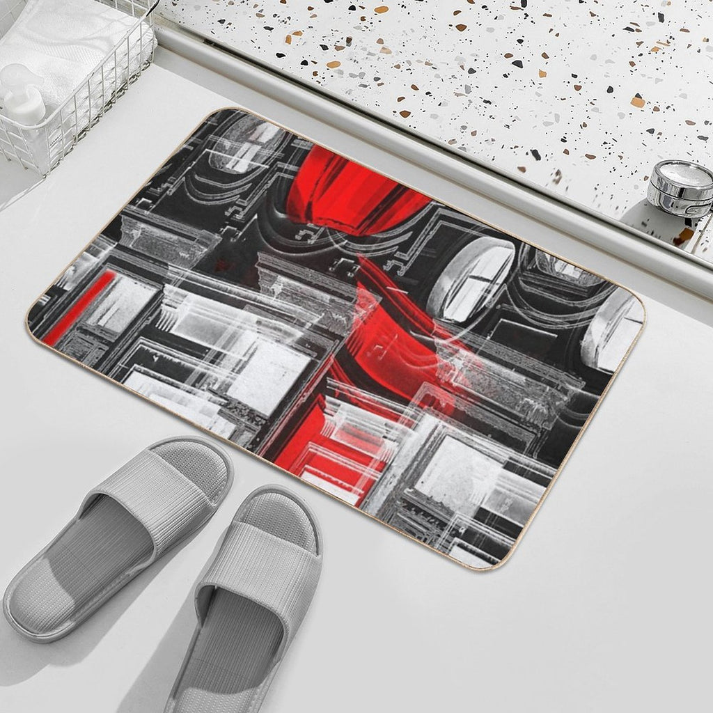 Decorative Red And White  Dirt-Trapping Bath Mat