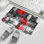 Decorative Red And White  Dirt-Trapping Bath Mat