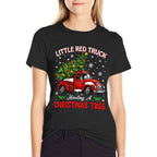 Little Red Truck Hauling A Christmas Tree  Breathable T-Shirt