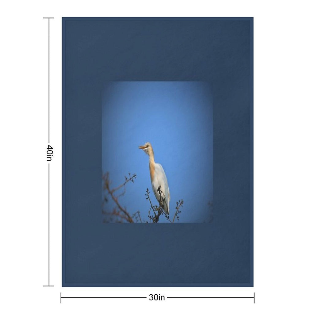 Cattle Egret Stands Gracefully in Field Compact Throw Blanket
