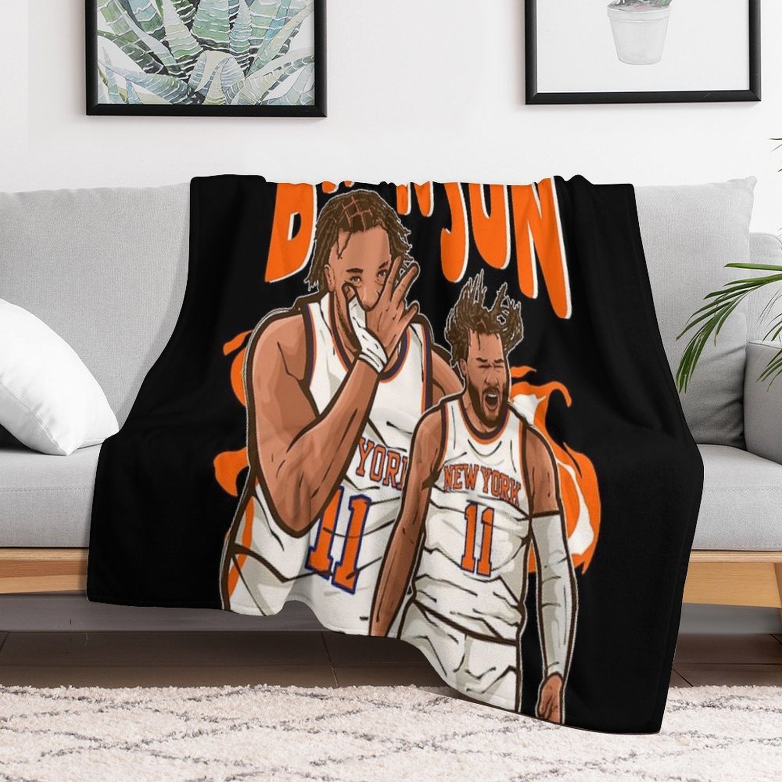 Jalen Brunson Cartoon Comfort Throw Blanket