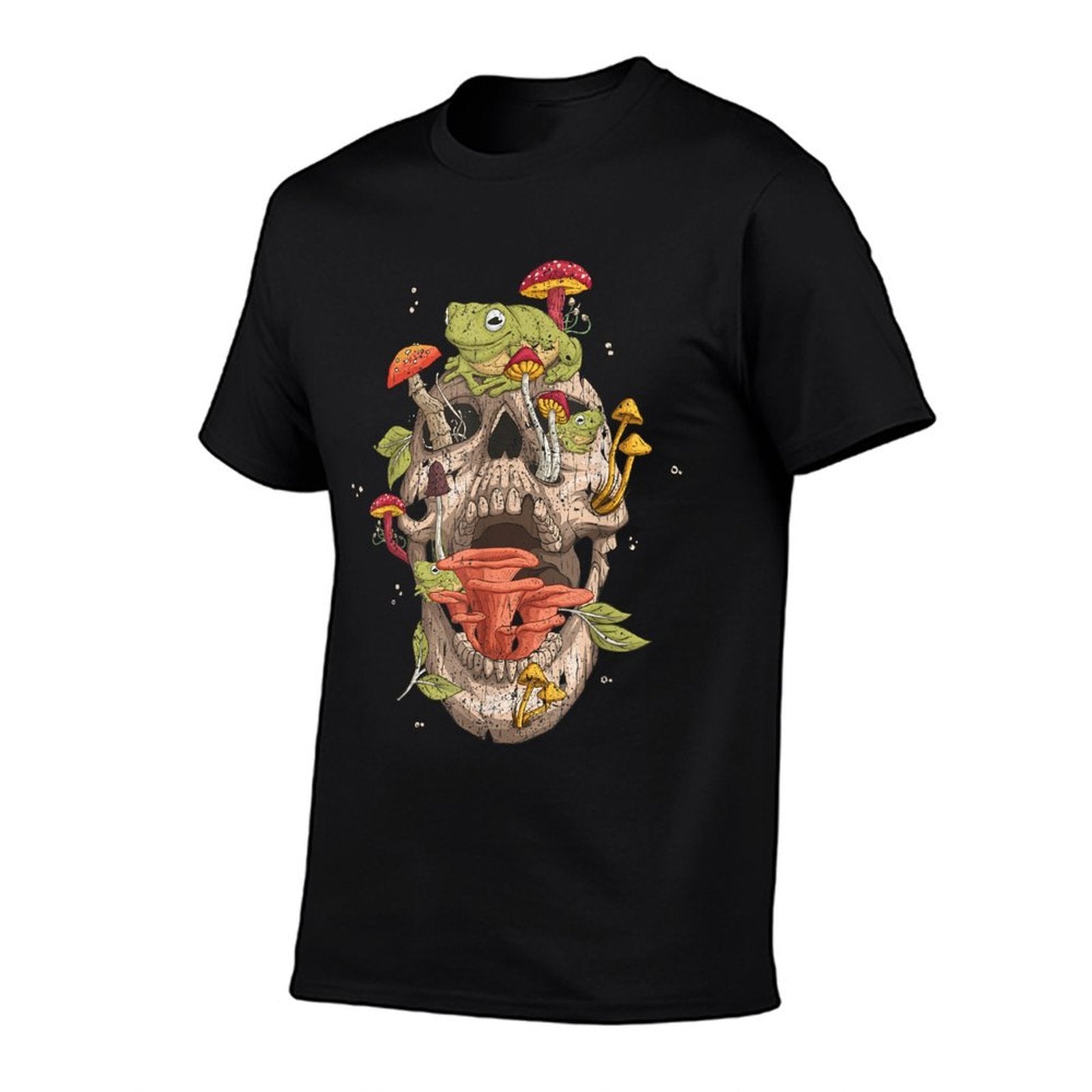 Cottagecore Frog Skull Mushroom Collector Men Women Vintage  Polyester Blend T-Shirt