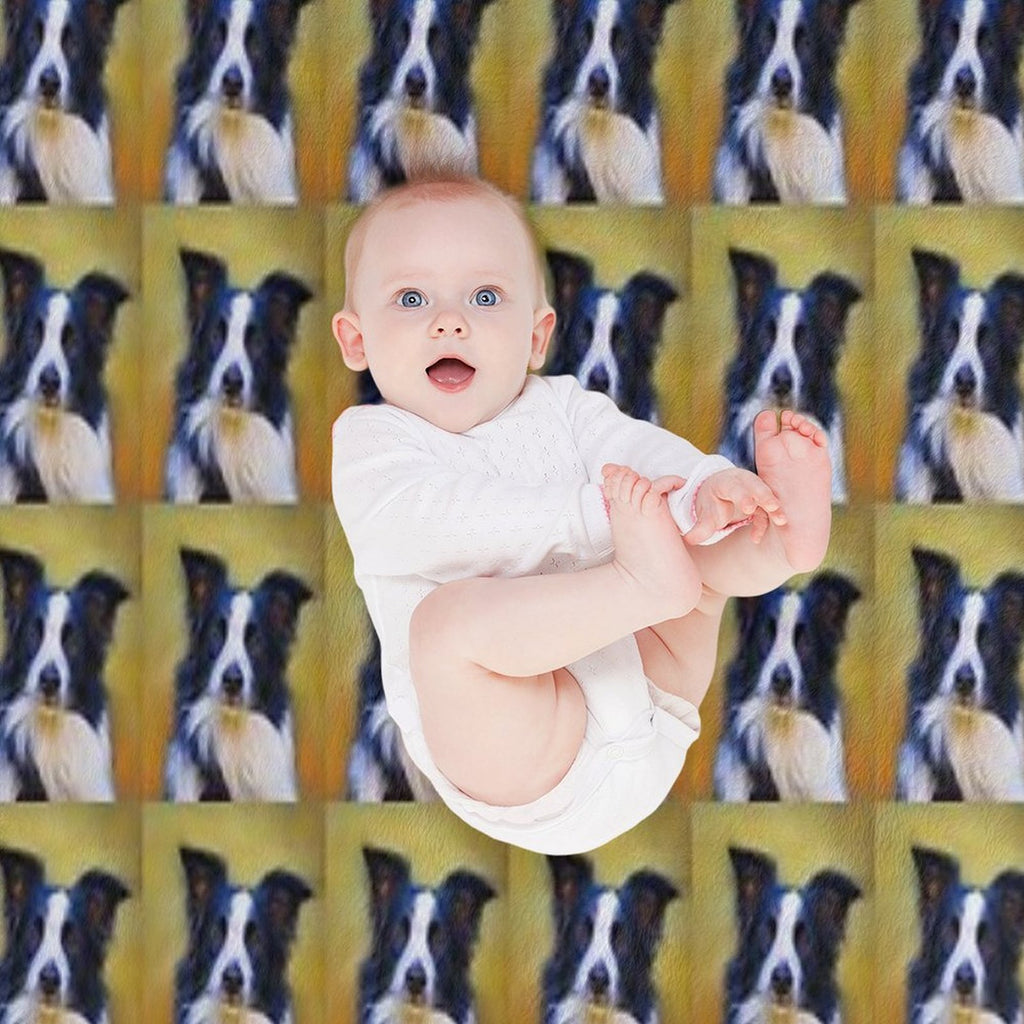 Taj - Border Collie Dog Painting Wrinkle-free Throw Blanket