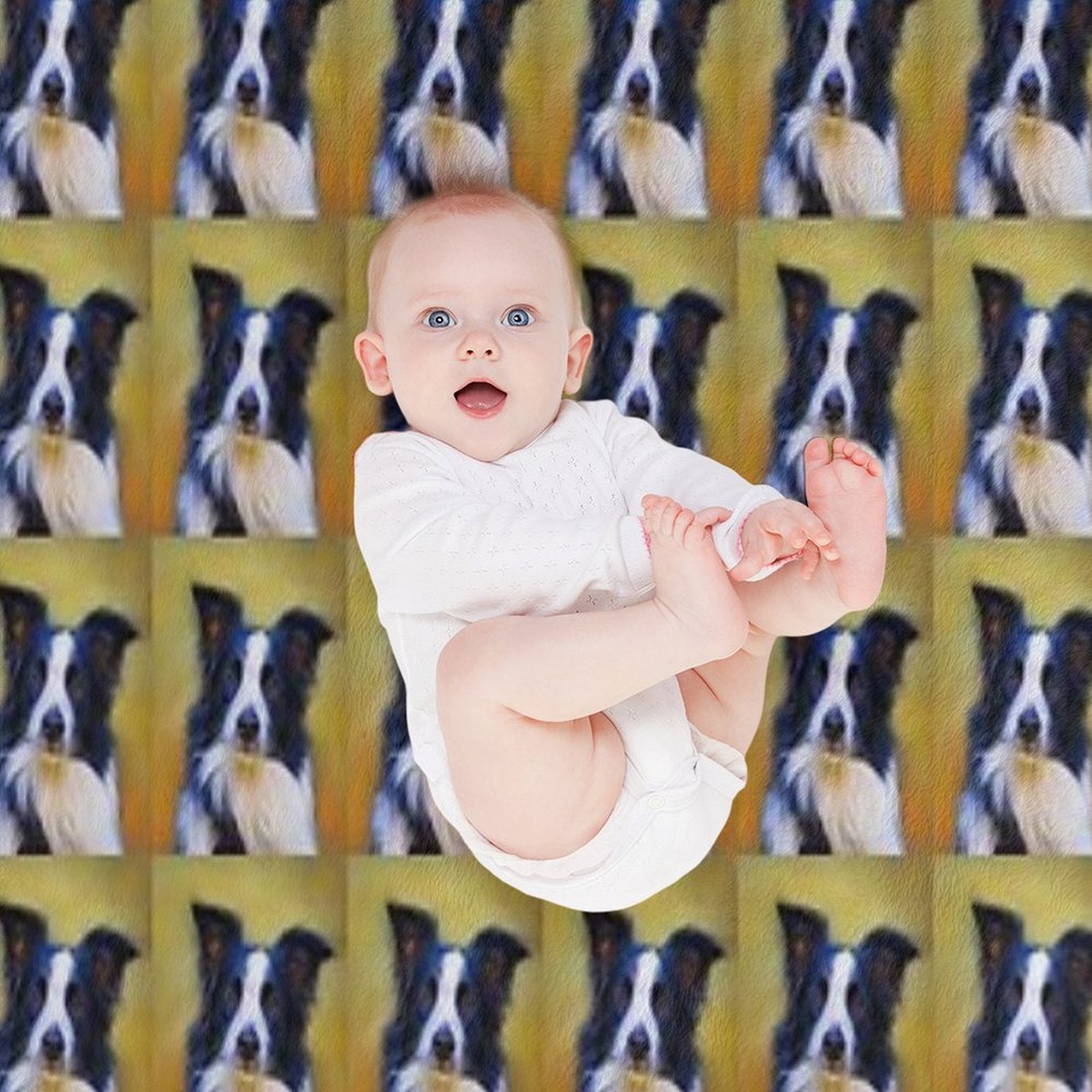 Taj - Border Collie Dog Painting Wrinkle-free Throw Blanket