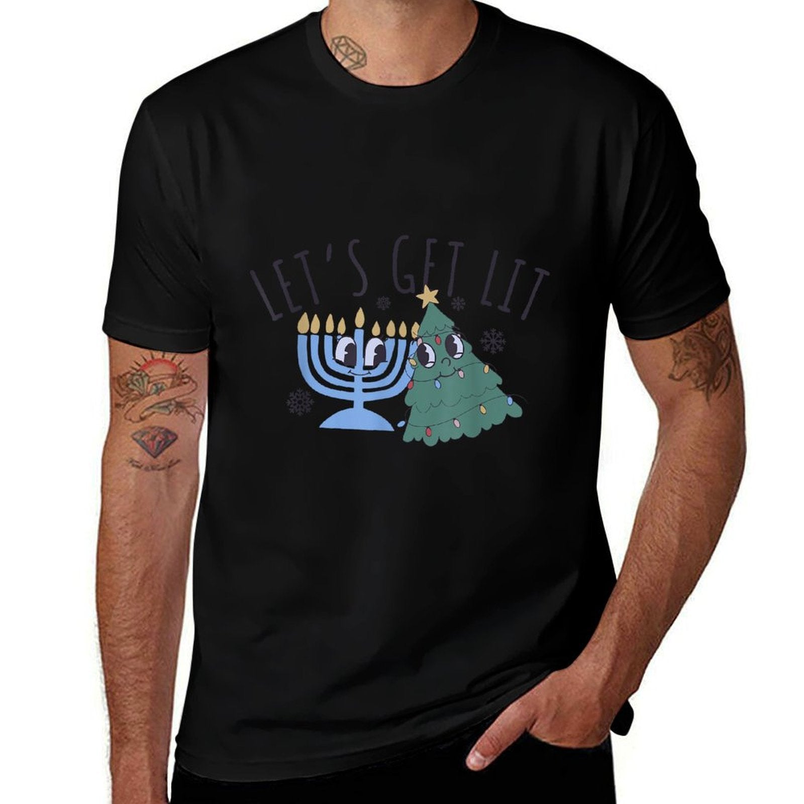 Lets Get Lit Chrismukkah Hanukkah Christmas Matching Family  Breathable T-Shirt