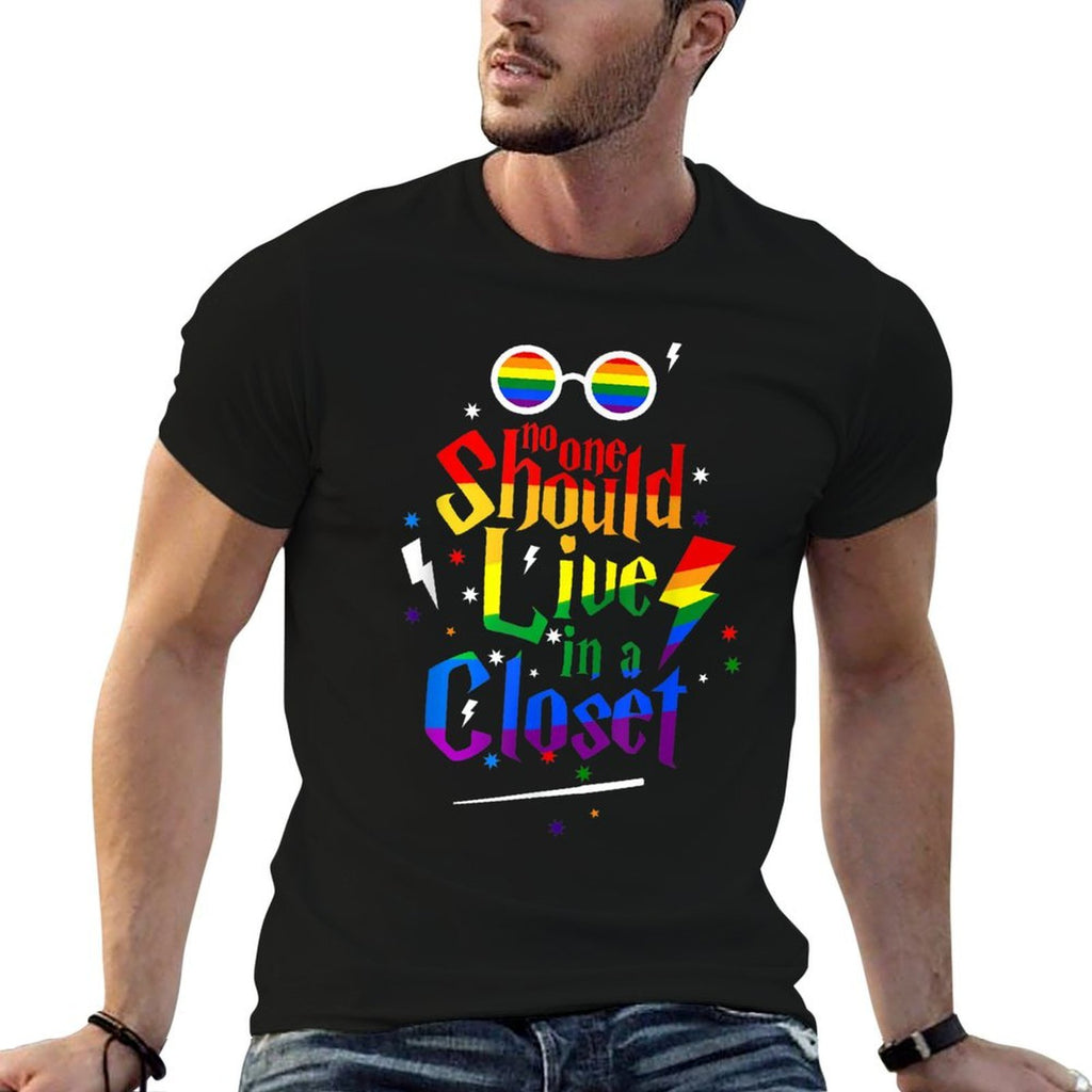 No One Should Live In A Closet LGBT Gay Pride  Summer-ready Fabric T-Shirt