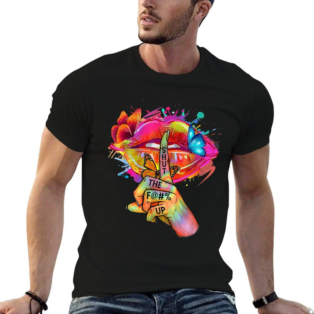 Shut The F--k Up Hippie Tie Dye Trippy Colours Sexy Lip  Affordable Price T-Shirt