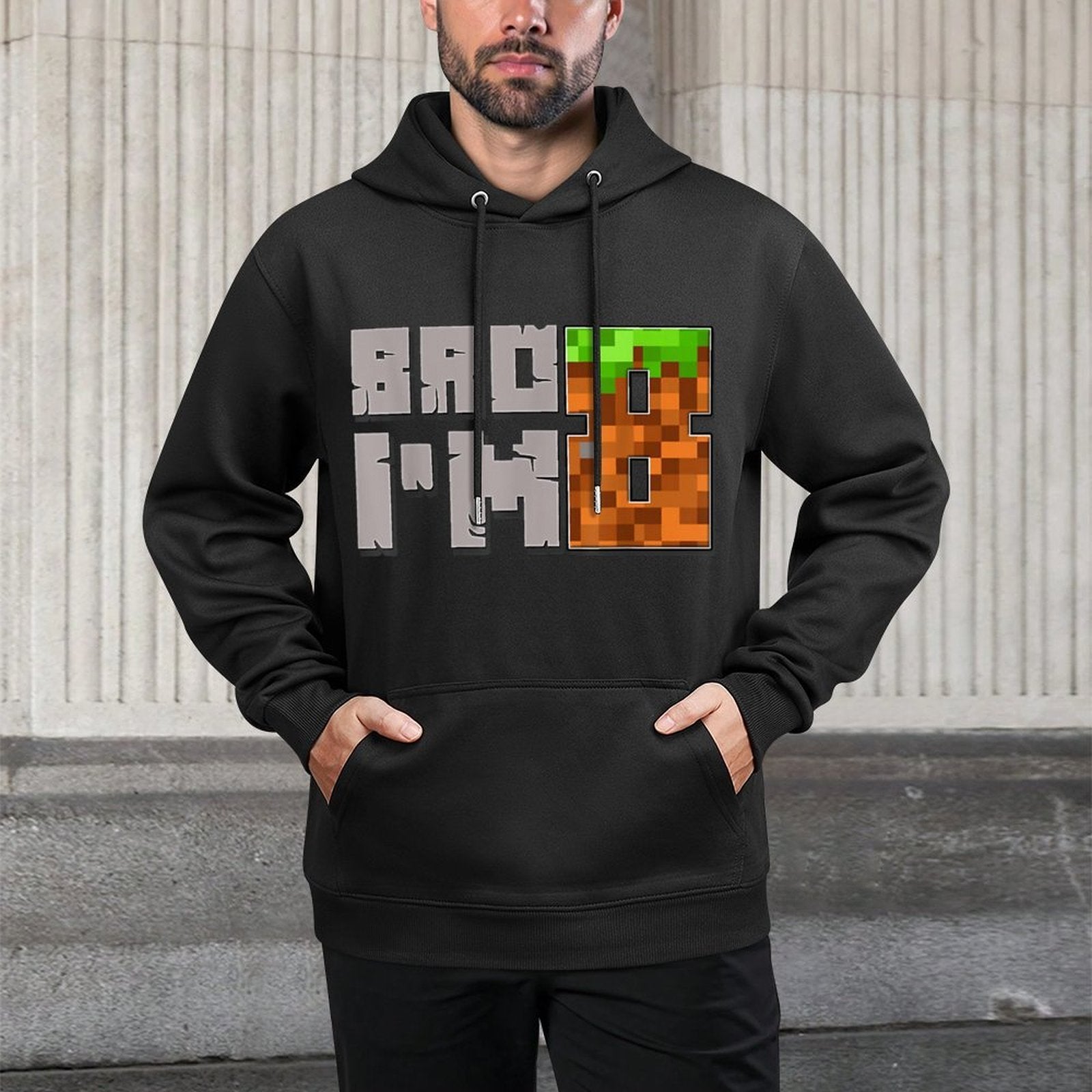 8th Birthday Boy Bro I’m 8 Year Old Gamer Pixel Boys Kids Breathable Fabric Hoodie
