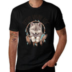 Vintage Western Dreamcatcher Wolf Graphic Design Wolf Women  Slim-fit Cut T-Shirt