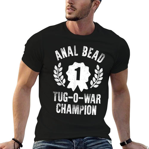 Bead Tug O War Champion Funny Saying Adult  Humor  Ribbed Collar T-Shirt