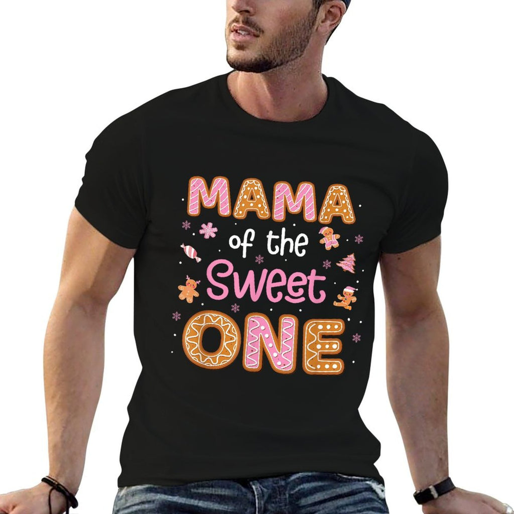 Mama Of The Sweet One Gingerbread 1st Birthday Girl Xmas  Fade-proof Color T-Shirt