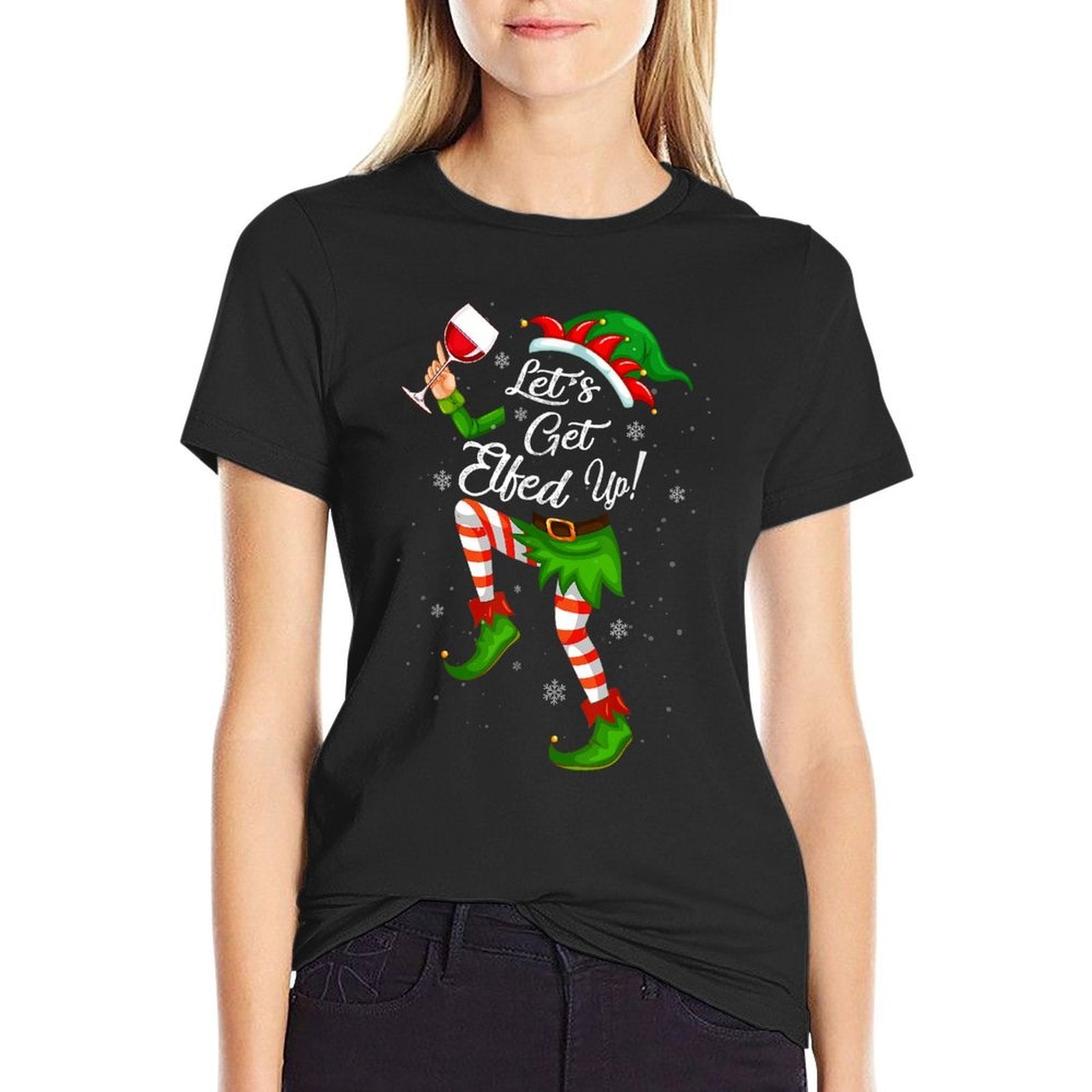 Lets Get Elfed Up Funny Drinking Christmas Cheers Holiday  Stretchy T-Shirt