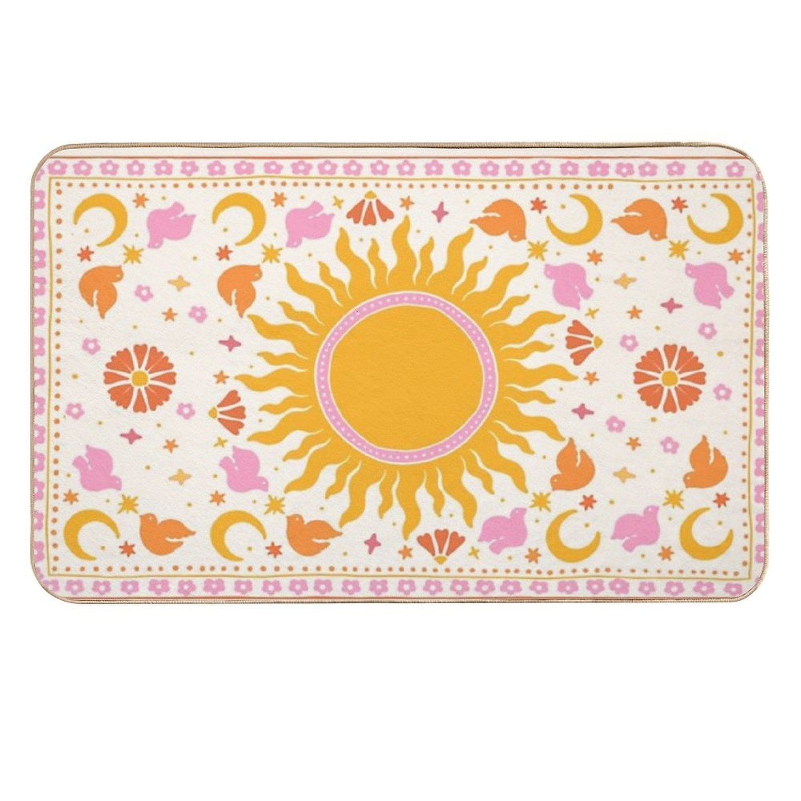 Big Sun Moon Birds And Stars  Slip-Resistant Bath Mat