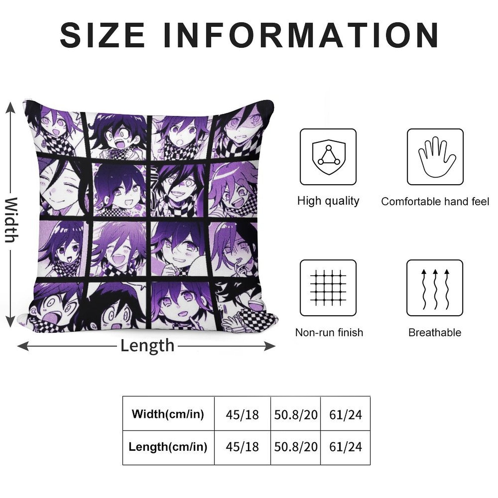 Kokichi Manga Collection (Colored) Soft Fade-Resistant Throw Pillow
