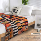 Etchnic Scandinavian Pattern - Watercolor Painting - Abstract Tribal Ethnic Traditional Pattern - Black Stripes - Terracotta & E Comfort Throw Blanket