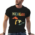 The Great Lakes Largest Water Retro Color Michigan MI Pride  Quick-drying T-Shirt